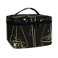 Gold And Black Libra Sign Print Travel Makeup Bag
