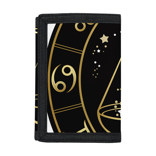 Gold And Black Libra Sign Print Trifold Wallet