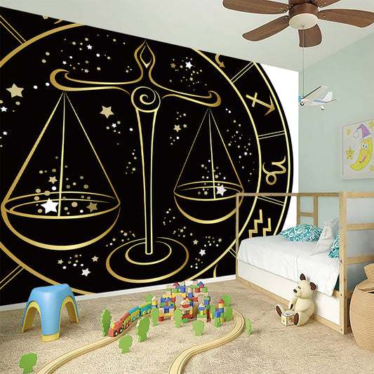 Gold And Black Libra Sign Print Wall Sticker