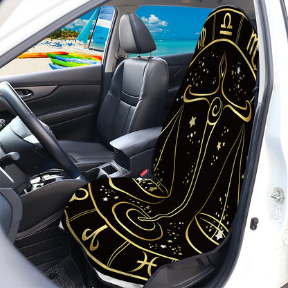 Gold And Black Libra Sign Print Waterproof Car Seat Cover