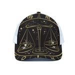 Gold And Black Libra Sign Print White Mesh Trucker Cap