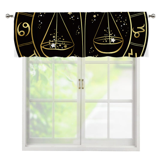 Gold And Black Libra Sign Print Window Valance