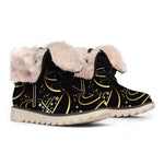 Gold And Black Libra Sign Print Winter Boots
