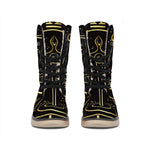 Gold And Black Libra Sign Print Winter Boots