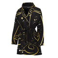 Gold And Black Libra Sign Print Women's Bathrobe