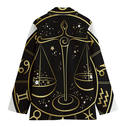 Gold And Black Libra Sign Print Women's Blazer