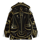 Gold And Black Libra Sign Print Women's Cotton Blazer