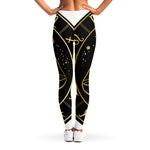 Gold And Black Libra Sign Print Women's Leggings