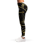 Gold And Black Libra Sign Print Women's Leggings