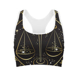 Gold And Black Libra Sign Print Women's Sports Bra