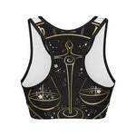 Gold And Black Libra Sign Print Women's Sports Bra