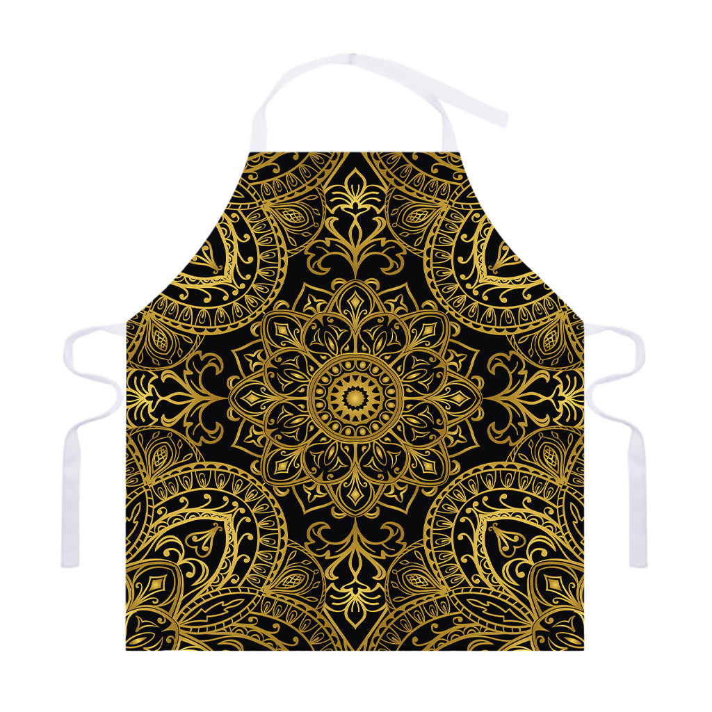 Gold And Black Mandala Print Adjustable Apron