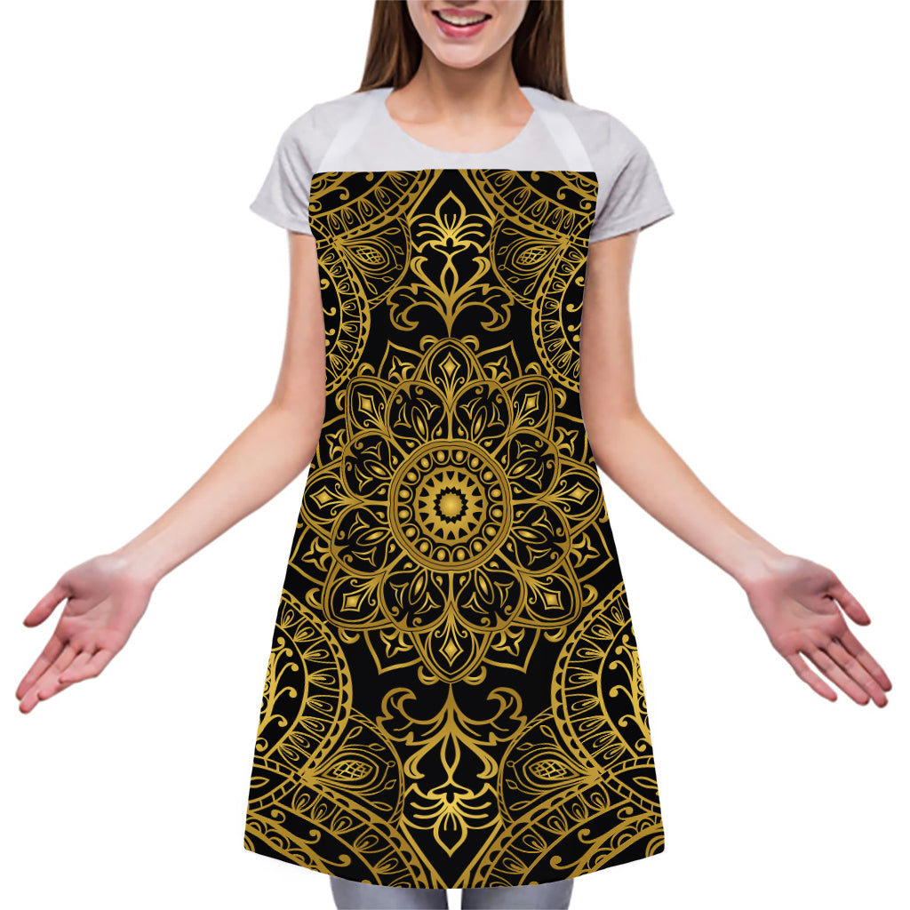 Gold And Black Mandala Print Adjustable Apron