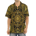 Gold And Black Mandala Print Aloha Shirt