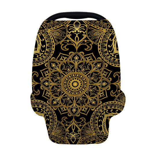 Gold And Black Mandala Print Baby Seat Cover