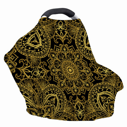 Gold And Black Mandala Print Baby Seat Cover