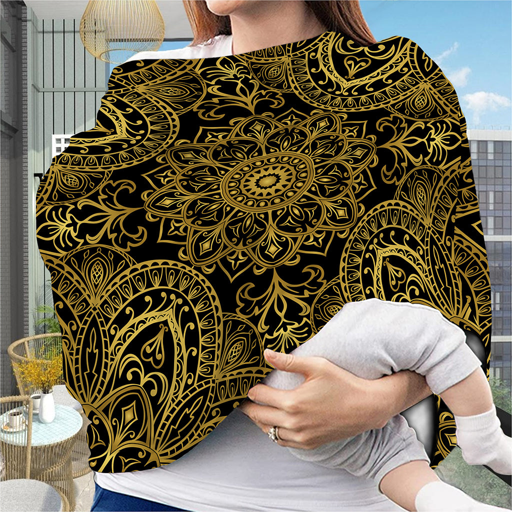 Gold And Black Mandala Print Baby Seat Cover