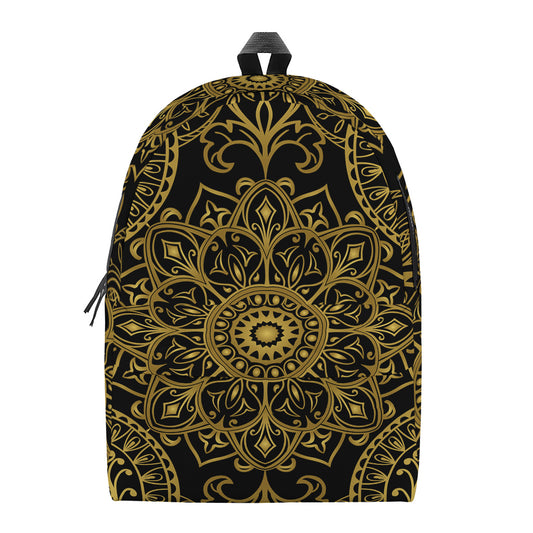 Gold And Black Mandala Print Backpack