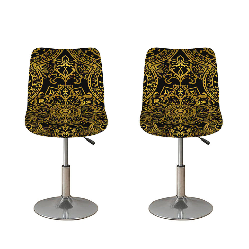 Gold And Black Mandala Print Bar Stool Covers