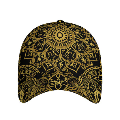 Gold And Black Mandala Print Baseball Cap