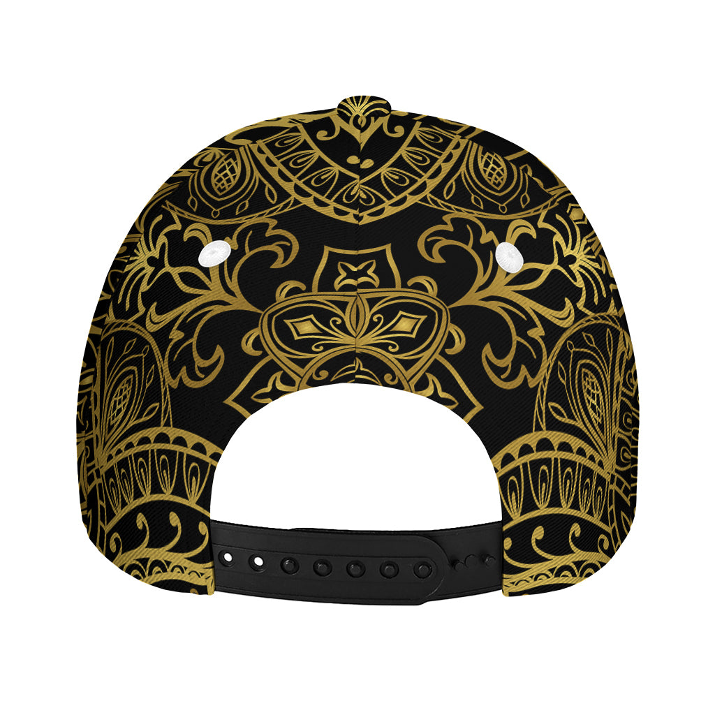 Gold And Black Mandala Print Baseball Cap