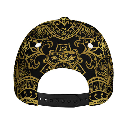 Gold And Black Mandala Print Baseball Cap