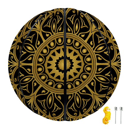 Gold And Black Mandala Print Basketball