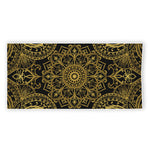 Gold And Black Mandala Print Beach Towel