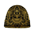 Gold And Black Mandala Print Beanie
