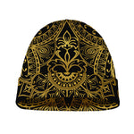 Gold And Black Mandala Print Beanie