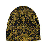 Gold And Black Mandala Print Beanie