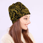 Gold And Black Mandala Print Beanie