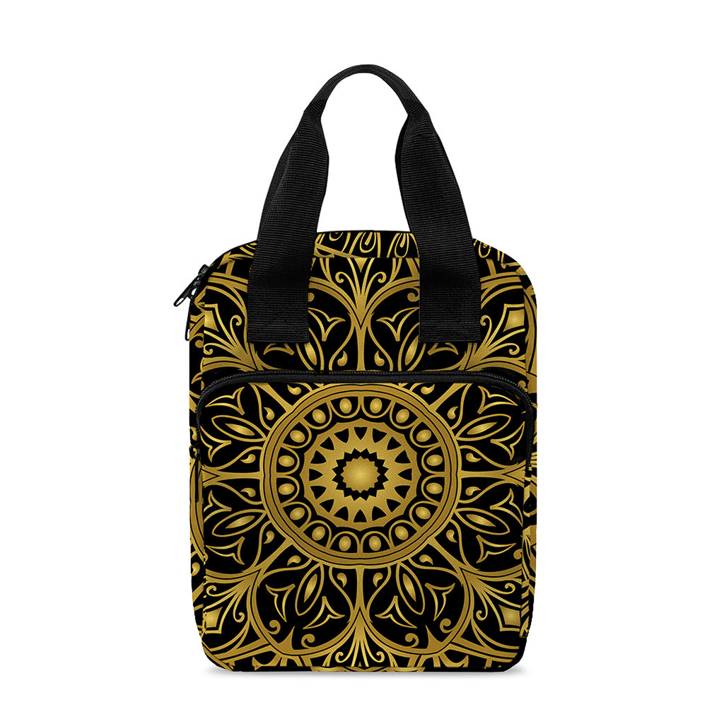 Gold And Black Mandala Print Bible Tote Bag