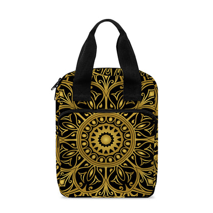 Gold And Black Mandala Print Bible Tote Bag