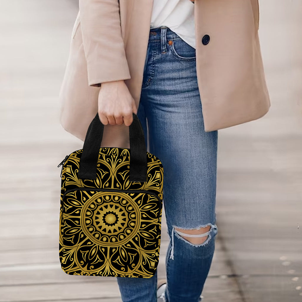 Gold And Black Mandala Print Bible Tote Bag