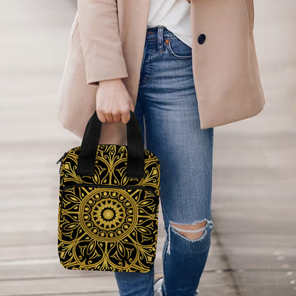Gold And Black Mandala Print Bible Tote Bag