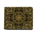 Gold And Black Mandala Print Bifold Wallet