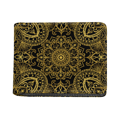 Gold And Black Mandala Print Bifold Wallet