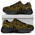 Gold And Black Mandala Print Black Chunky Shoes