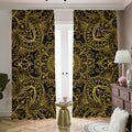 Gold And Black Mandala Print Dimout Pencil Pleat Curtains