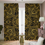 Gold And Black Mandala Print Blackout Pencil Pleat Curtains