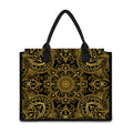 Gold And Black Mandala Print Canvas Tote Bag