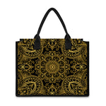 Gold And Black Mandala Print Canvas Tote Bag