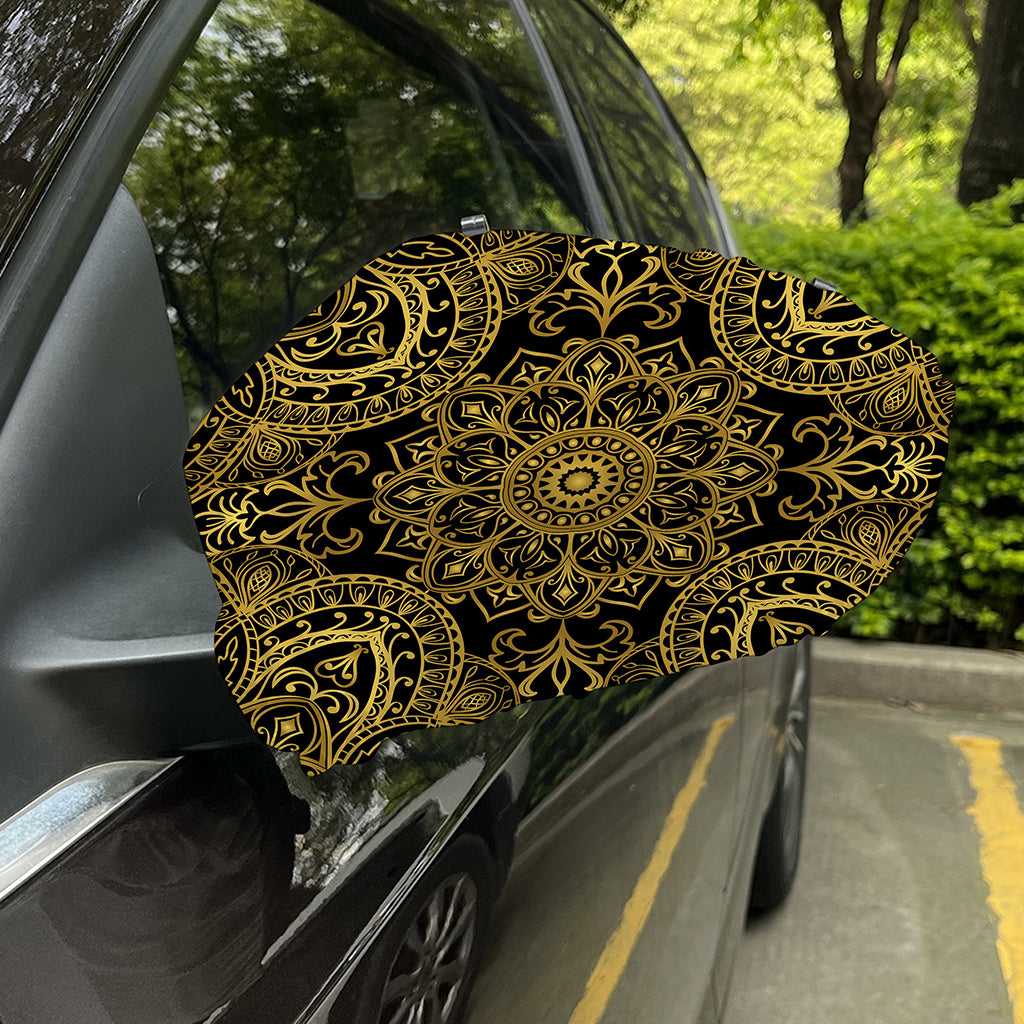 Gold And Black Mandala Print Car Side Mirror Covers