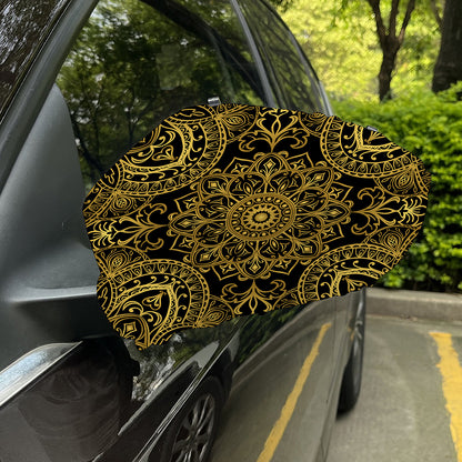 Gold And Black Mandala Print Car Side Mirror Covers