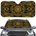 Gold And Black Mandala Print Car Windshield Sun Shade