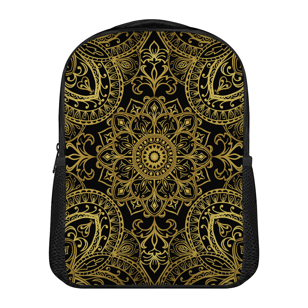 Gold And Black Mandala Print Casual Backpack