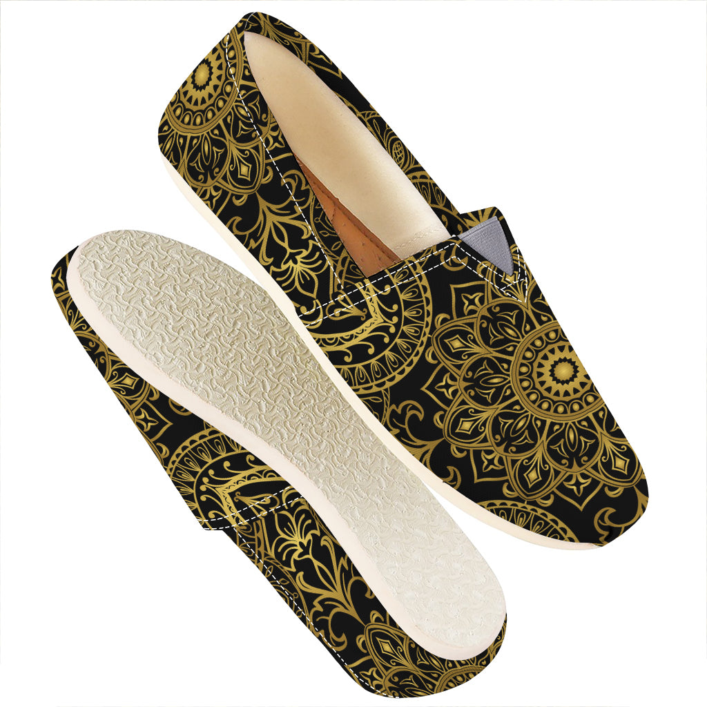 Gold And Black Mandala Print Casual Shoes