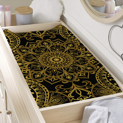 Gold And Black Mandala Print Changing Pad Cover