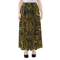 Gold And Black Mandala Print Chiffon Maxi Skirt